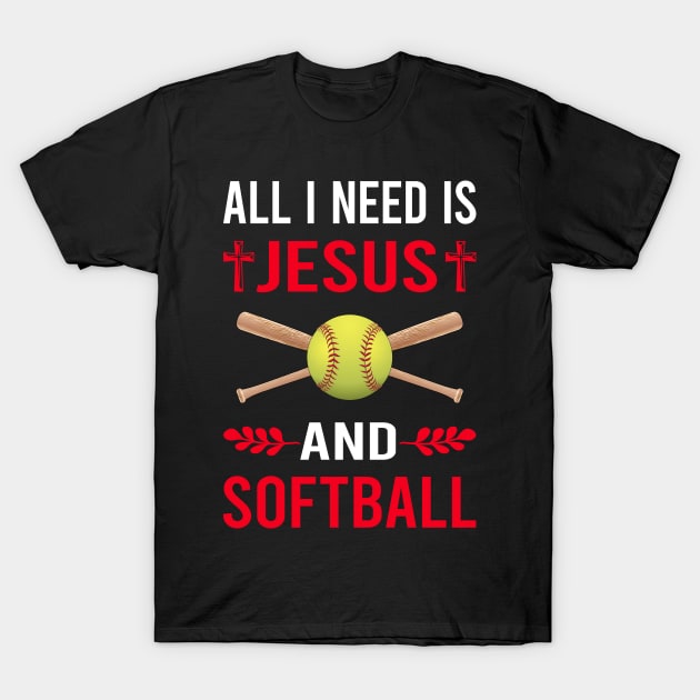 I Need Jesus And Softball T-Shirt by Good Day